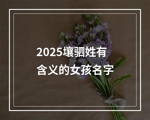 2025壤驷姓有含义的女孩名字
