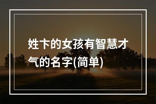 姓卞的女孩有智慧才气的名字(简单)