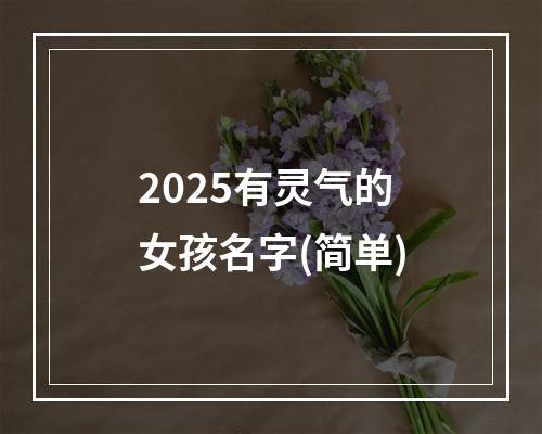 2025有灵气的女孩名字(简单)