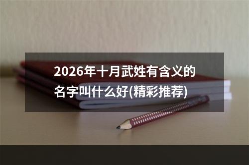 2026年十月武姓有含义的名字叫什么好(精彩推荐)