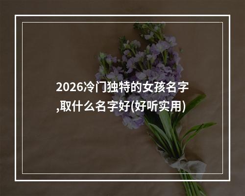 2026冷门独特的女孩名字,取什么名字好(好听实用)