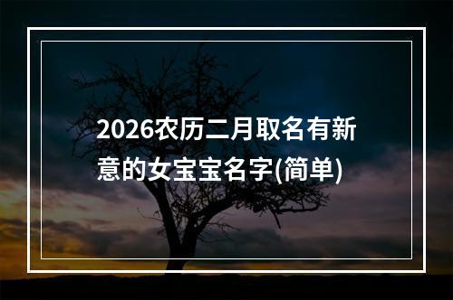 2026农历二月取名有新意的女宝宝名字(简单)
