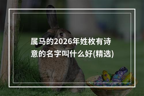属马的2026年姓枚有诗意的名字叫什么好(精选)