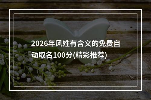 2026年风姓有含义的免费自动取名100分(精彩推荐)