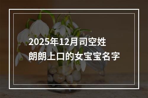 2025年12月司空姓朗朗上口的女宝宝名字