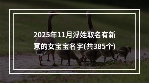 2025年11月浮姓取名有新意的女宝宝名字(共385个)
