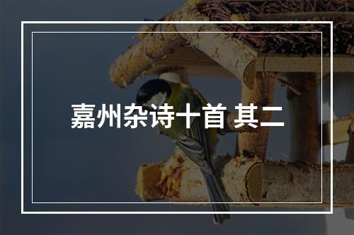 嘉州杂诗十首 其二