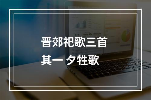 晋郊祀歌三首 其一 夕牲歌