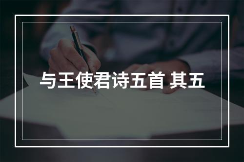 与王使君诗五首 其五