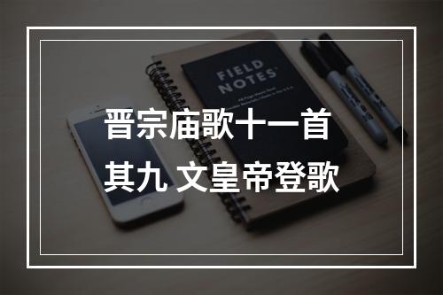 晋宗庙歌十一首 其九 文皇帝登歌