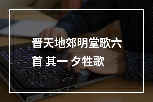 晋天地郊明堂歌六首 其一 夕牲歌