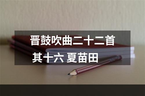 晋鼓吹曲二十二首 其十六 夏苗田