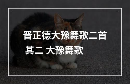 晋正德大豫舞歌二首 其二 大豫舞歌