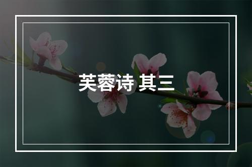芙蓉诗 其三