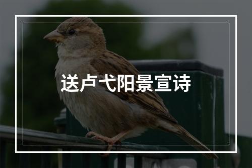 送卢弋阳景宣诗