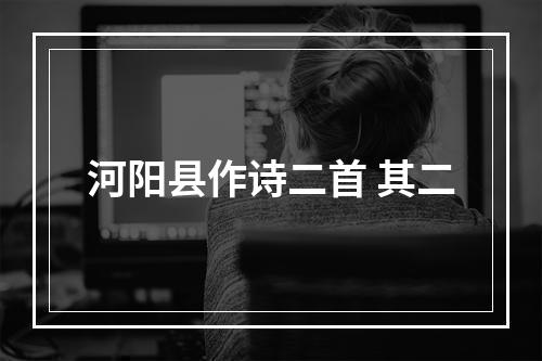 河阳县作诗二首 其二