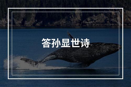 答孙显世诗