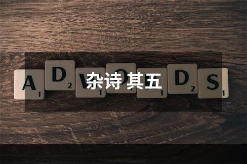 杂诗 其五