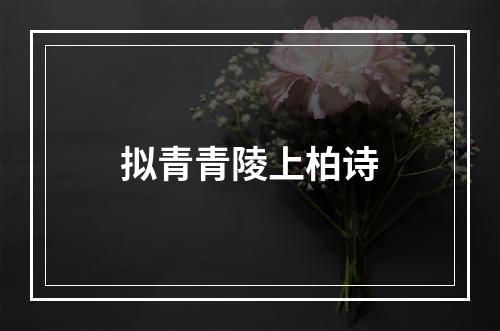 拟青青陵上柏诗