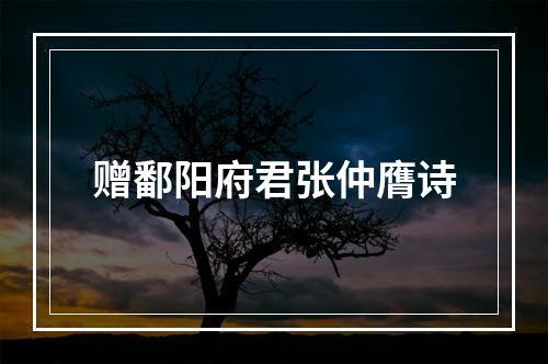 赠鄱阳府君张仲膺诗