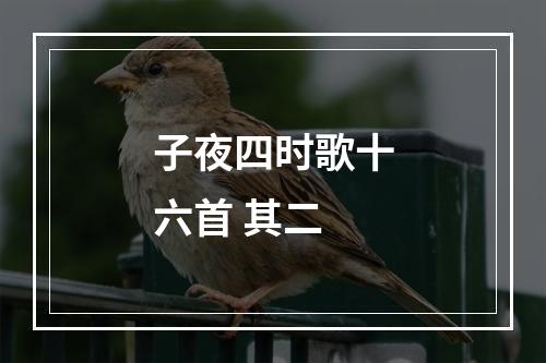 子夜四时歌十六首 其二