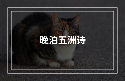 晚泊五洲诗