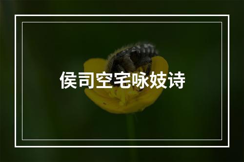 侯司空宅咏妓诗