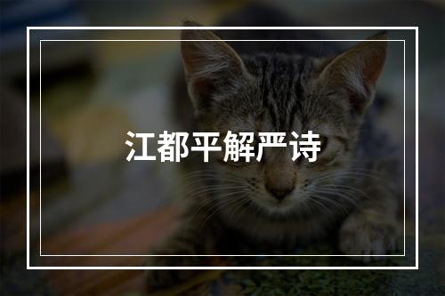 江都平解严诗