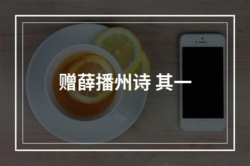 赠薛播州诗 其一