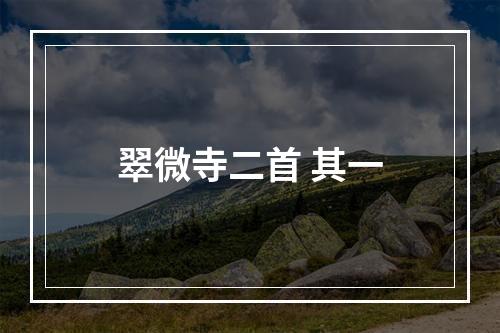 翠微寺二首 其一