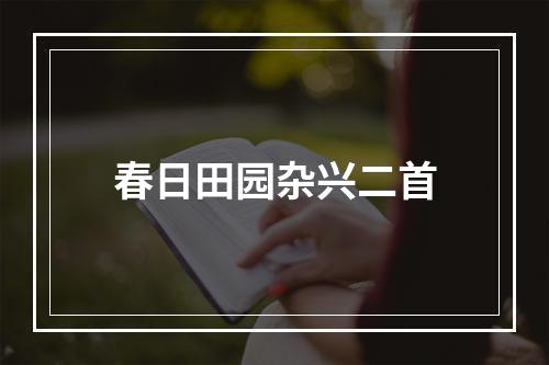 春日田园杂兴二首
