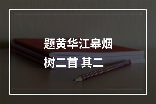 题黄华江皋烟树二首 其二