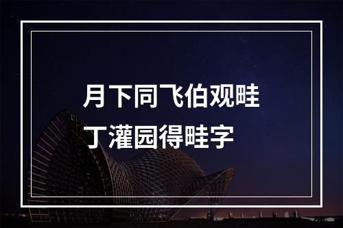 月下同飞伯观畦丁灌园得畦字