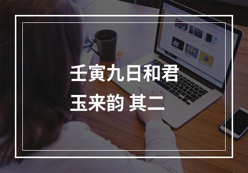 壬寅九日和君玉来韵 其二