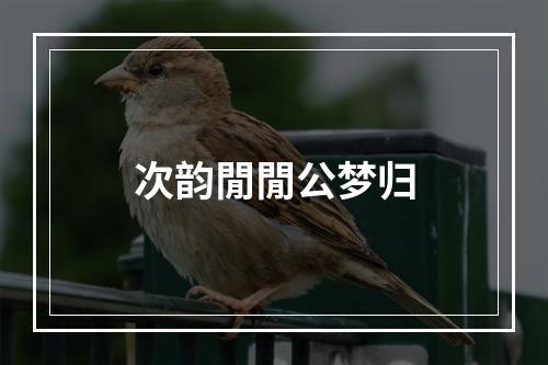 次韵閒閒公梦归