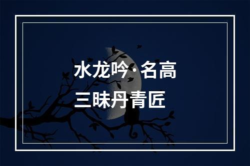 水龙吟·名高三昧丹青匠