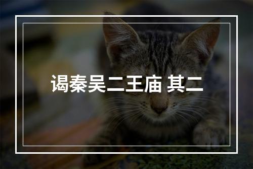 谒秦吴二王庙 其二