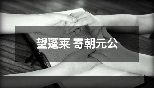 望蓬莱 寄朝元公