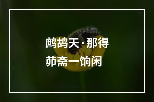 鹧鸪天·那得茆斋一饷闲