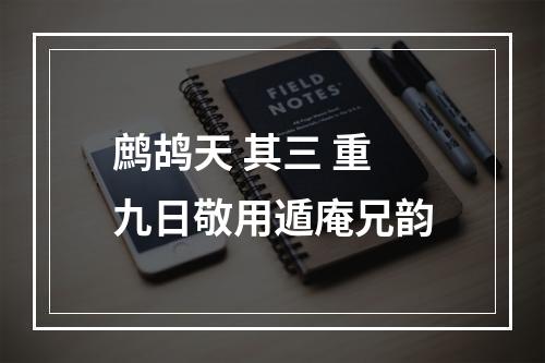 鹧鸪天 其三 重九日敬用遁庵兄韵