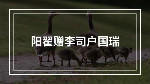 阳翟赠李司户国瑞