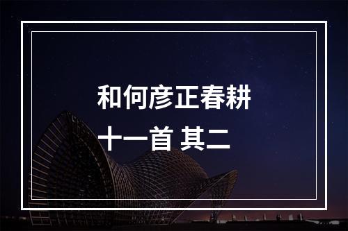 和何彦正春耕十一首 其二