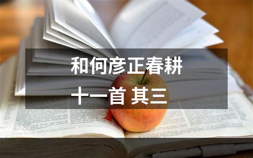和何彦正春耕十一首 其三
