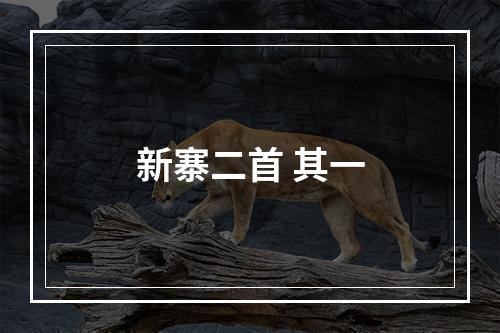 新寨二首 其一