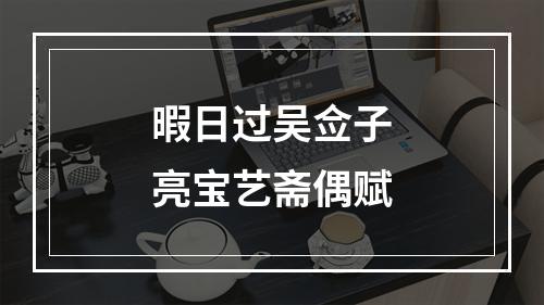 暇日过吴佥子亮宝艺斋偶赋