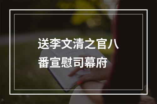 送李文清之官八番宣慰司幕府