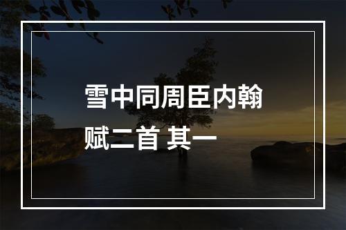 雪中同周臣内翰赋二首 其一