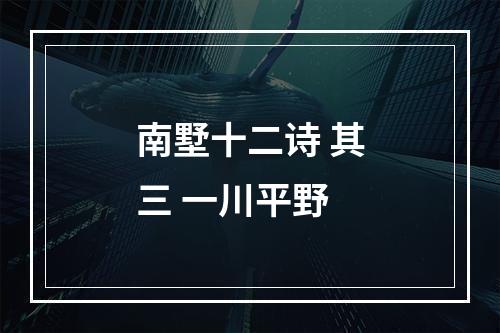 南墅十二诗 其三 一川平野