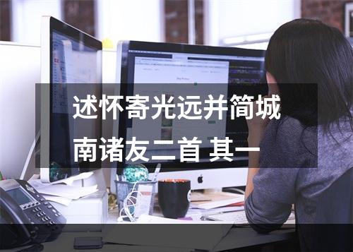 述怀寄光远并简城南诸友二首 其一