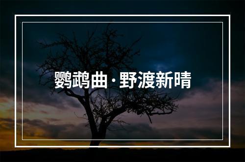 鹦鹉曲·野渡新晴